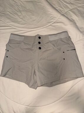 Free People Light Gray High-Waist Button-Front Shorts